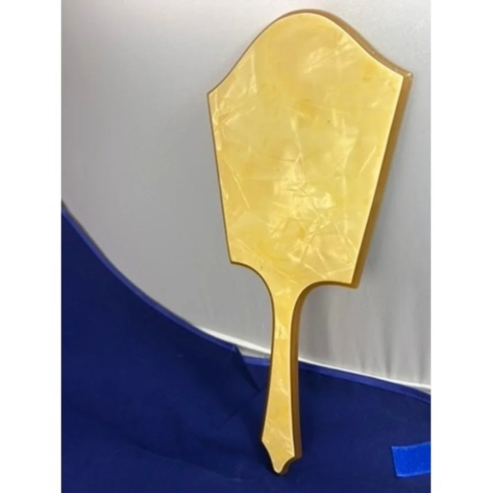 Vintage 1940s Butterscotch Lucite Hand Mirror Catalin Style Vanity Deco